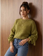 Dámsky oversize sveter v svetlozelenej farbe FashionStreet MY2595