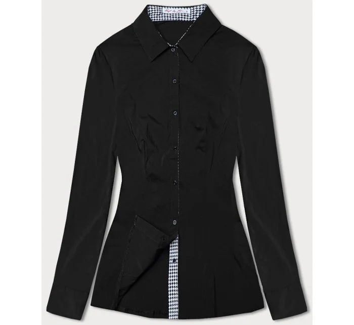 Černá halenka s vsadkami model 18481997 - Forget me not FASHION Černá halenka s vsadkami model 18481997 - Forget me not FASHION