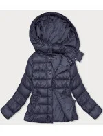 Tmavě modrá prošívaná dámská zimní bunda s kapucí model 21245953 - W COLLECTION