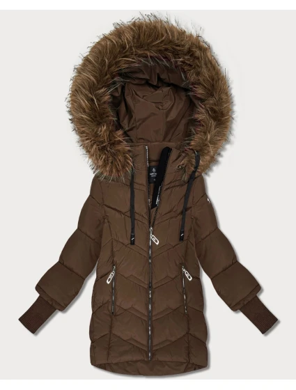 Hnědá dámská zimní bunda s stahovacími lemy Goodlookin model 21794509 - HAPPY HOUSE