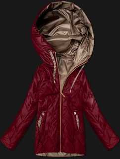 Pikowana kurtka damska z kapturem Goodlookin ciemny czerwony (B8596-27)