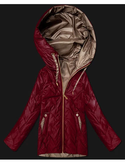 Dámska prešívaná bunda Goodlookin s kapucňou tmavočervená (B8596-27)