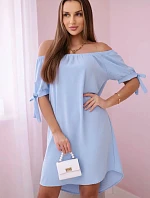 Šaty viazané na rukávy modré