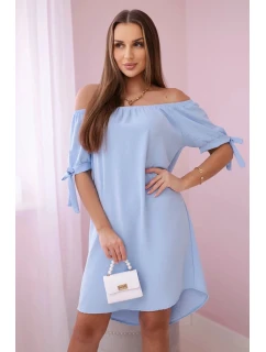 Šaty viazané na rukávy modré