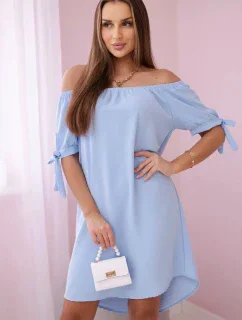 Šaty viazané na rukávy modré