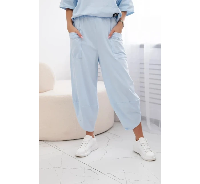 Súprava bavlnená blúzka + nohavice modrá