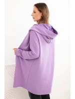 Dámská bavlněná mikina s kapucí a prodlouženým předním dílem fialová