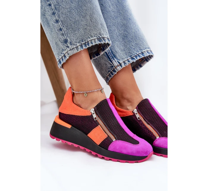 Kožené sneakersy na klínu Černé model 21691354 - Maciejka