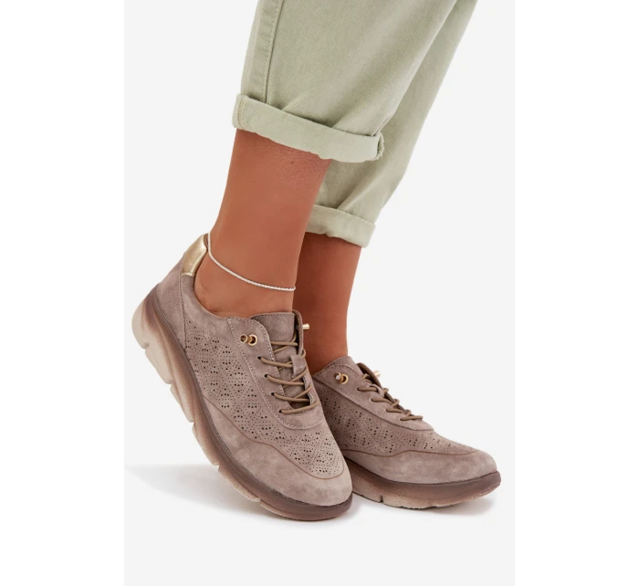 Kožené dámské tenisky s perforací Sergio Leone SP-002 šedé Kožené dámské tenisky s perforací Sergio Leone SP-002 šedé