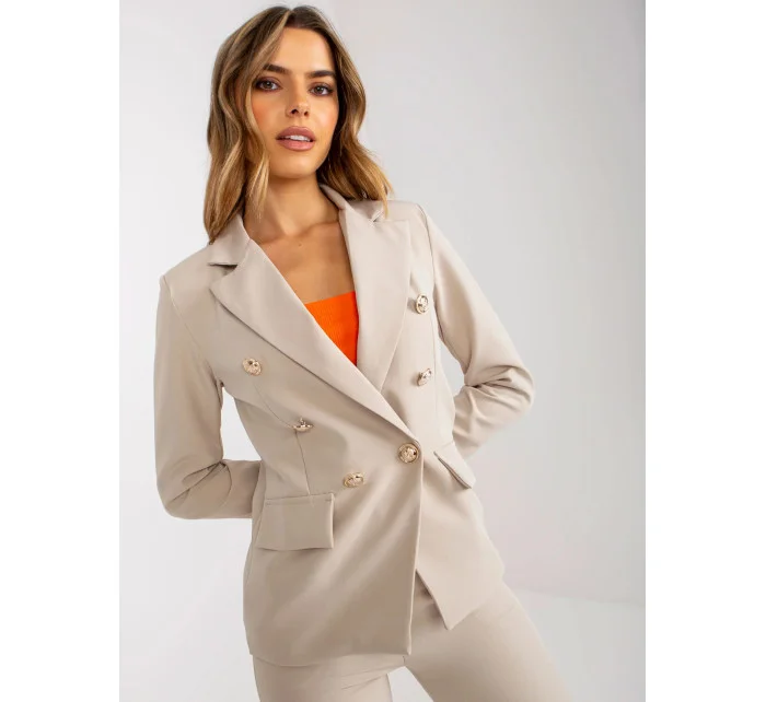 Dámske sako DHJ MA 15555 béžové - FPrice Dámske sako DHJ MA 15555 béžové - FPrice