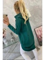 Mikina s kapucňou s dlhým chrbtom zelená
