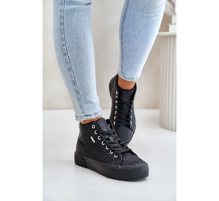 Ocieplane Trampki Damskie Z Przeszyciami Big Star OO274A480 Czarne Ocieplane Trampki Damskie Z Przeszyciami Big Star OO274A480 Czarne