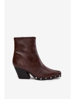 Dámské boty z eko kůže na sloupku hnědé model 21709985 - Boto Dámské boty z eko kůže na sloupku hnědé model 21709985 - Boto