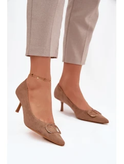 Dámské lodičky s ozdobným detailem tmavě béžové Amelora