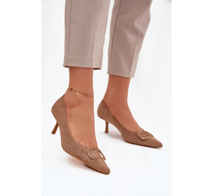 Dámské lodičky s ozdobným detailem tmavě béžové Amelora