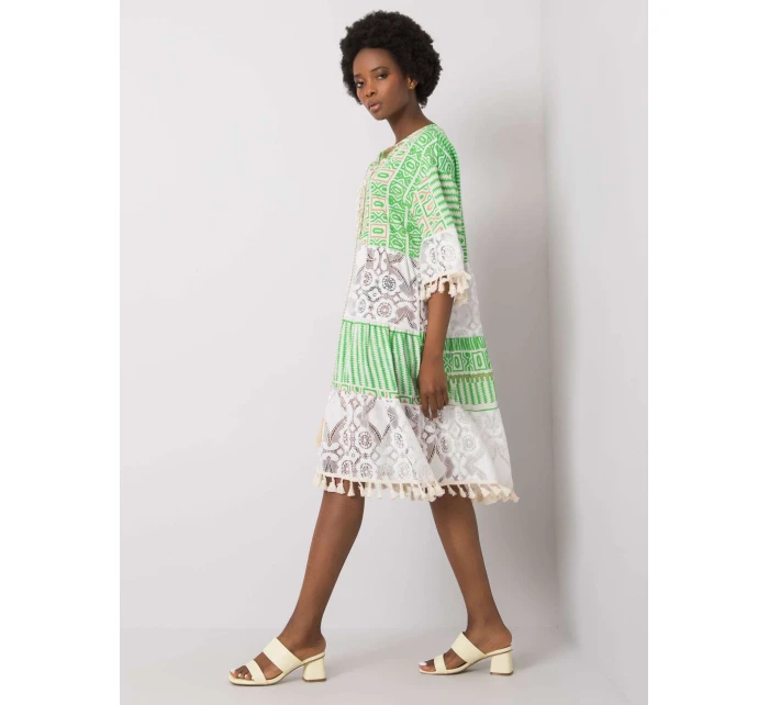 Šaty DHJ SK 13567.41P biela zelená Šaty DHJ SK 13567.41P biela zelená
