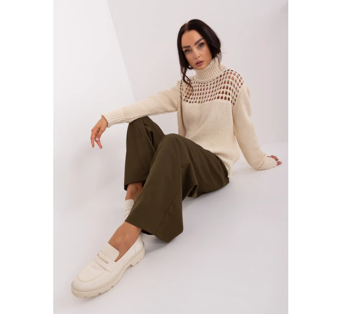 Sweter TO SW model 18959564 jasny beżowy - FPrice Sweter TO SW model 18959564 jasny beżowy - FPrice