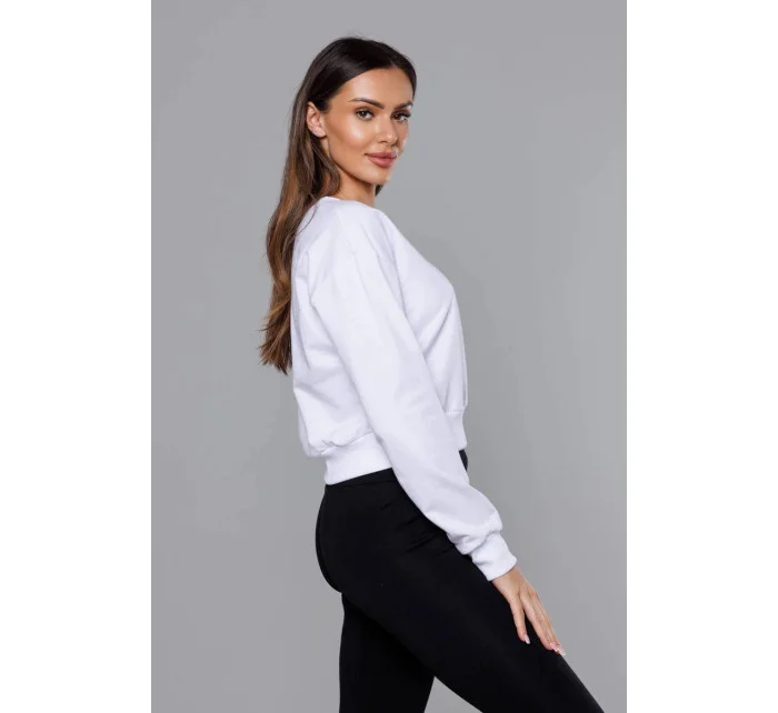 Dámska tenká krátka mikina biela (8B938-1)