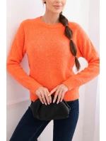 Dámsky detský sveter z alpaky s dlhými rukávmi oranžový Dámsky detský sveter z alpaky s dlhými rukávmi oranžový