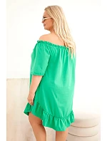 Dámske plus size bavlnené šaty s volánom zelené Dámske plus size bavlnené šaty s volánom zelené