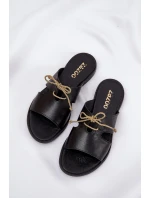 Skórzane Klapki Damskie Na Płaskim Obcasie Zazoo 3022 Czarne