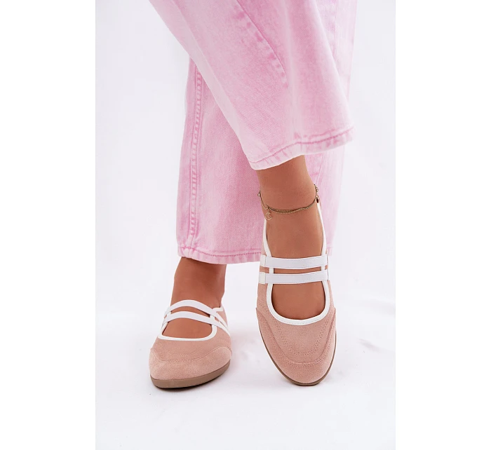 Sportovní baleríny s pásky Růžové model 22107345 - Boto