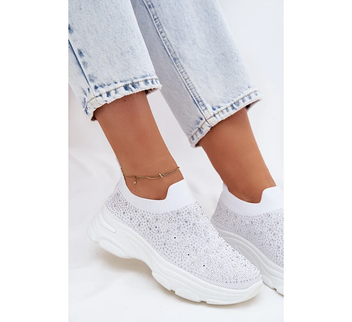 Dámské Sportovní Textilní Baleríny s Dekorací Bílé model 22107408 - Boto