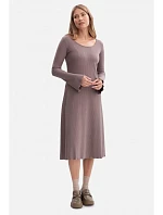 B308 Rebrované midi šaty - kakaové