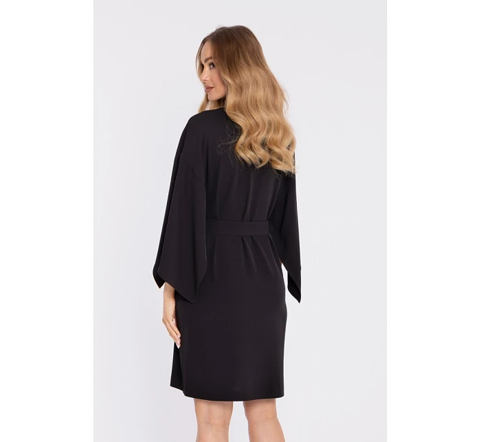 model 22040591 Šaty s ozdobnými širokými rukávy černé - Moe model 22040591 Šaty s ozdobnými širokými rukávy černé - Moe