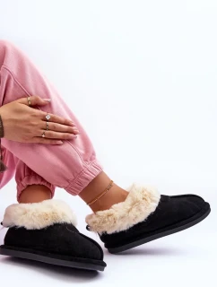 Dámské pantofle s kožíškem, černá Lanoze
