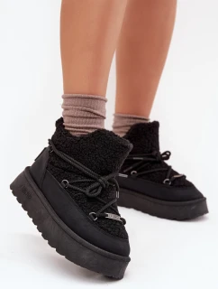 Dámske snežnice na platforme s kožušinou (jahňacie) Big Star - čierne