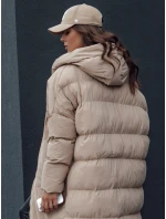 Dámská zimní dlouhá bunda oversize s kapucí tmavě béžová Dstreet model 21979728 - FashionStreet