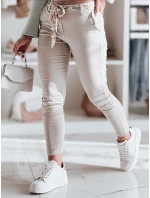 Dámské látkové chinos kalhoty s páskem light beige Dstreet model 21986706 - FashionStreet