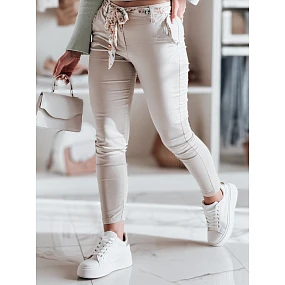 Dámské látkové chinos kalhoty s páskem light beige Dstreet model 21986706 - FashionStreet Dámské látkové chinos kalhoty s páskem light beige Dstreet model 21986706 - FashionStreet