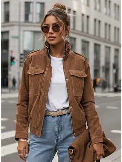 Dámska semišová bomber bunda svetlohnedá FashionStreet TY5644