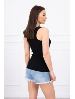 Rebrovaná blúza s trblietkami čierna Rebrovaná blúza s trblietkami čierna