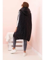 Dámská prošívaná vesta Plus Size s kapucí na zip černá Dámská prošívaná vesta Plus Size s kapucí na zip černá