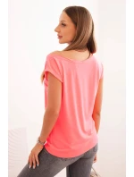 Dámska blúzka bez ramienok neónovo ružová