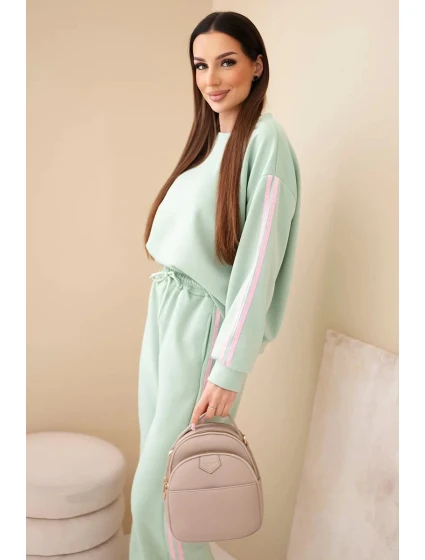 Dámský viskózový máslový komplet s lampasy tmavý model 22011676 - K-Fashion