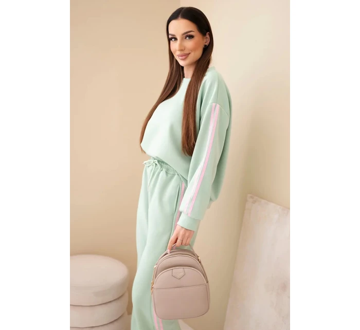 Dámský viskózový máslový komplet s lampasy tmavý model 22011676 - K-Fashion