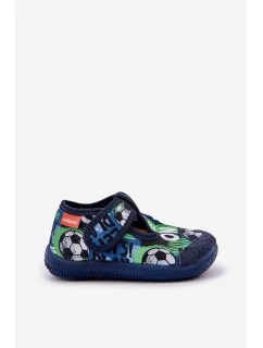 Kapcie Milami Dziecięce Elastyczne Na Rzepy W Piłki Granatowe Ambette