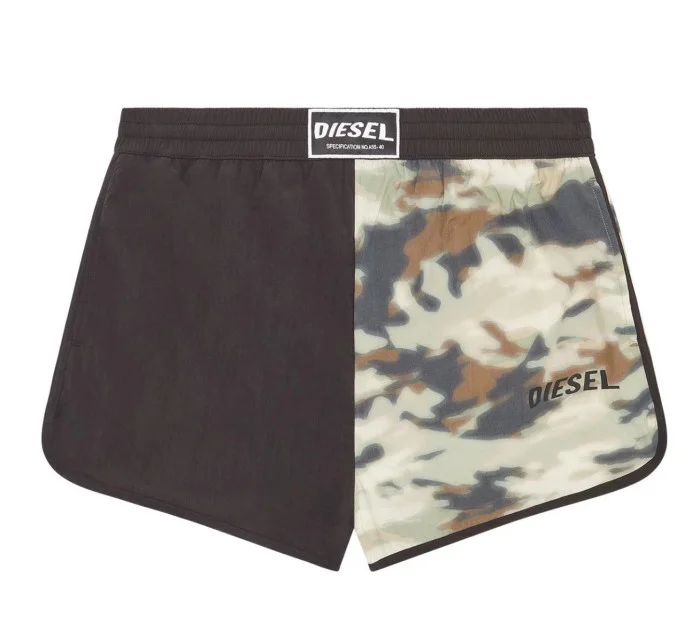 Pánske kúpacie kraťasy A09681 0SHAL E4944 khaki/čierna - Diesel
