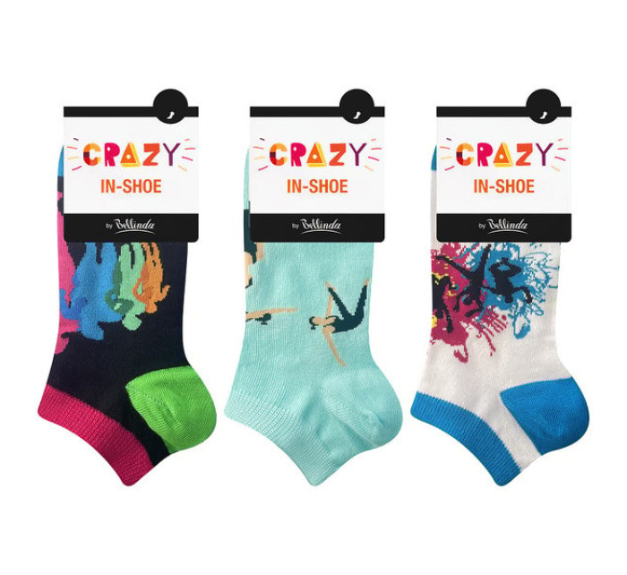 Zábavné nízke crazy ponožky unisex v sete 3 páry CRAZY IN-SHOE SOCKS 3x - Bellinda - modrá