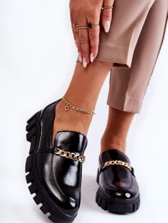 Lakované boty s řetízkem Černe model 21600732 - SERGIO LEONE