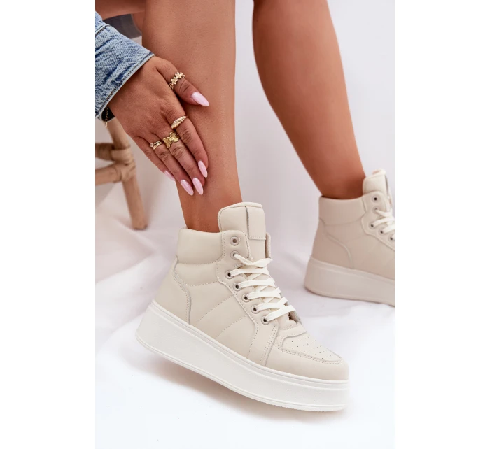 Vysoké dámské sneakers na platformě béžové model 21693386 - EVENTO Vysoké dámské sneakers na platformě béžové model 21693386 - EVENTO
